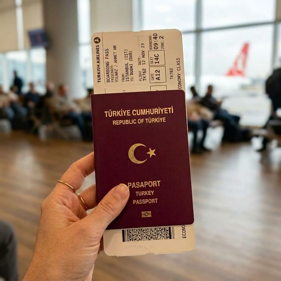 Türk pasaportu ve İstanbul - Dubai biniş kartı